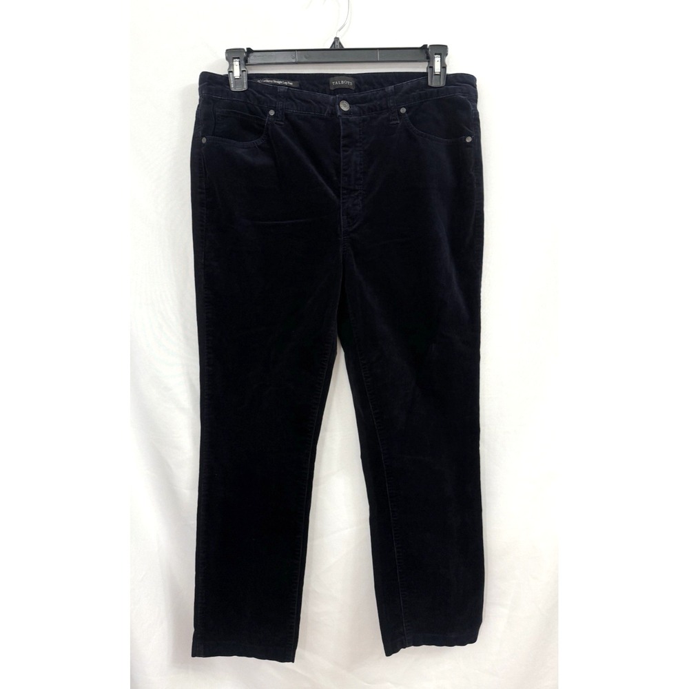 Talbots Navy Corduroy Straight Leg Pants Womens Size 12 *Altered Length 35X27
